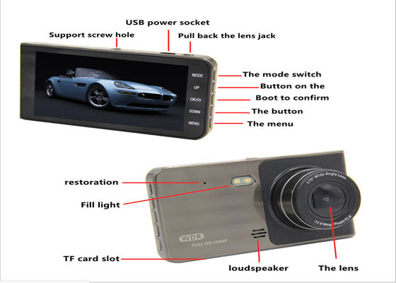 128GB 1080FHD Автомобильный черный ящик DVR Двухканальная видеокамера