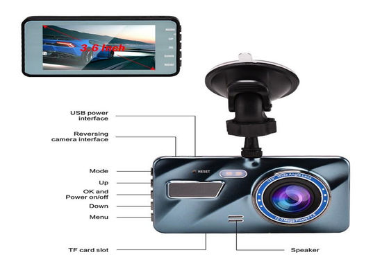 Автоматические двойные камеры Blackbox DVR Full HD 1080P 170-градусный экран с сенсорным экраном IPS Dash Cam