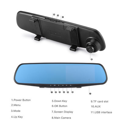 Двойные камеры OEM 2-канальный видеорегистратор Blackbox DVR Зеркало заднего вида Full HD1080p