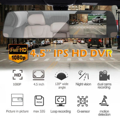 FHD 1080P Мини Парковка Мониторинг Зеркало Заднего Вида Автомобильный Регистратор Двойной Объектив Камеры 5V