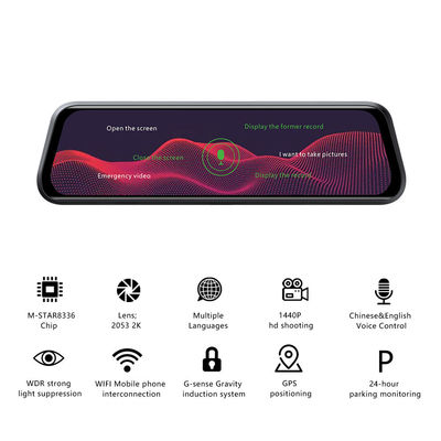 10-дюймовый 1440P 1080P приборной панели Dash Cam WIFI GPS ночного видения