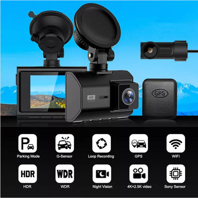 4K 2K WDR Dash Cam WIFI GPS Logger Dual Lens Car DVR Чип Novatek96670
