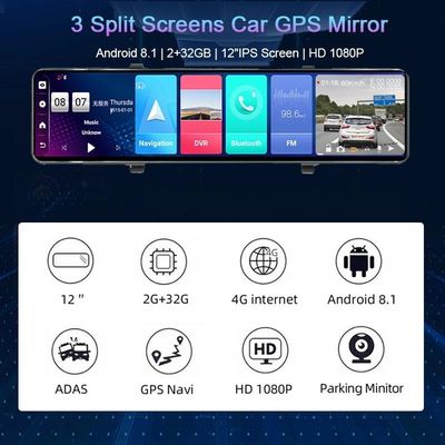 Камера видеорегистратора вида сзади WDR с навигацией GPS RAM 32G ROM Android 8,1 2G 2G спидометра