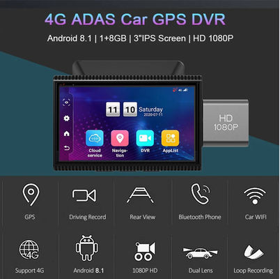 Автомобильный видеорегистратор Android IPS 4G, встроенный в GPS-навигатор, WIFI, удаленный видеорегистратор