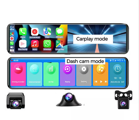 AHD1080P Android Wireless Carplay Зеркало заднего вида DVR WIFI GPS 3 Cams