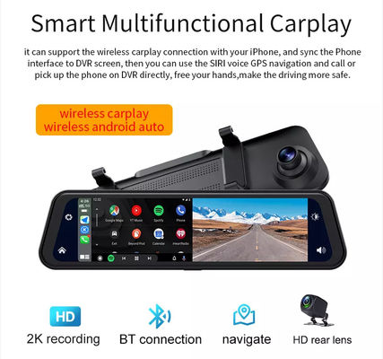 2K 1080P Android Wireless Carplay Dashboard Dash Cam 12-дюймовый сенсорный экран
