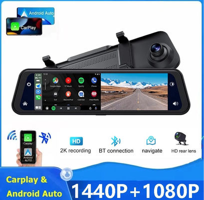 Зеркальный видеорегистратор с двойным объективом Carplay Камера заднего вида Авто Беспроводная камера Miracast 2K 12 дюймов