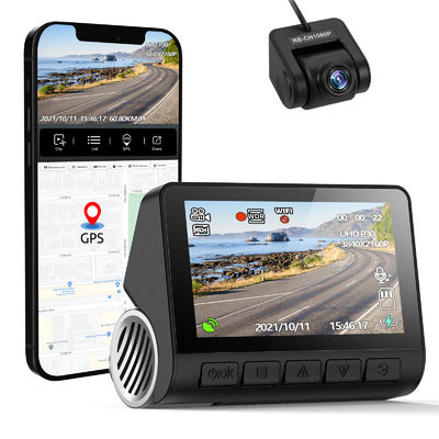 3 камера приборной панели автомобиля DVR кулачка WIFI GPS черточки экрана UHD 4K GPS IPS дюйма