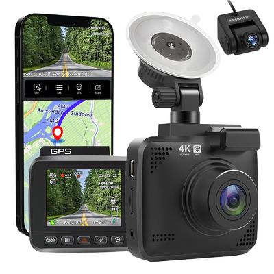 Камера кулачка черточки ночного видения 4K GPS SONY IMX335 двойная 170 камера автомобиля FOV DVR степени