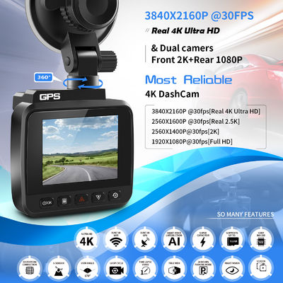 обнаружение движения G-датчика ночного видения WDR встроенное GPS Wi-Fi камеры DVR автомобиля записи объектива 4K UHD кулачка черточки 70mi двойное